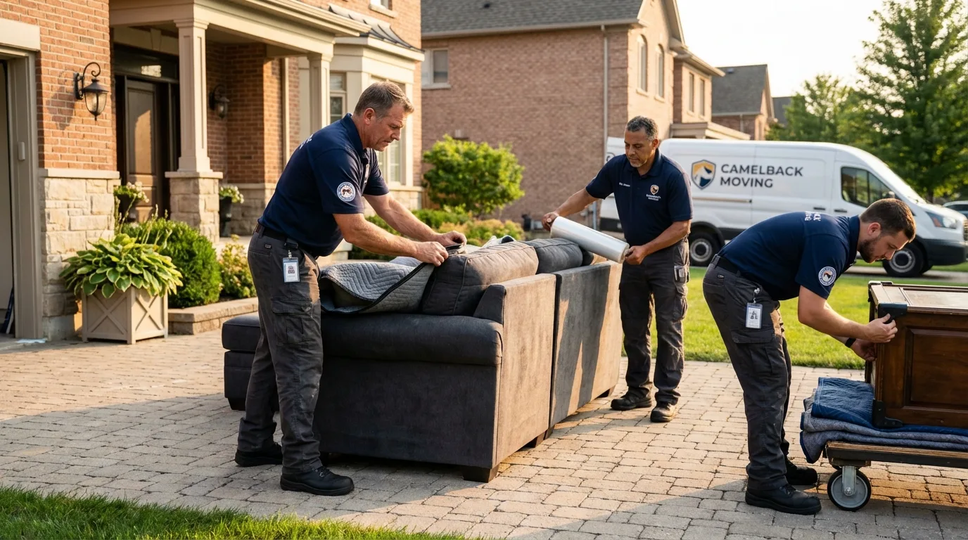 Large estate moving crew wrapping furniture in Oronoco, MN