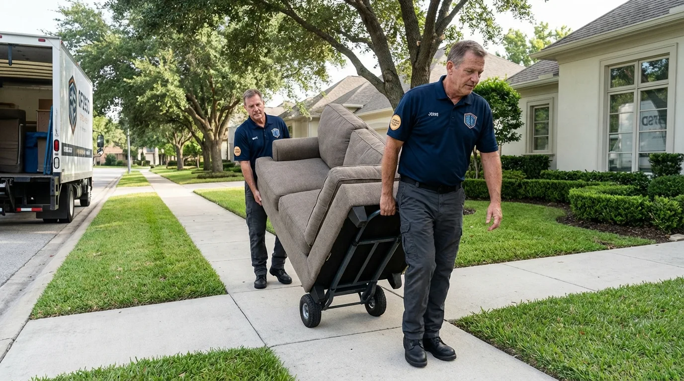 Local residential moving crew loading furniture in Oronoco, MN
